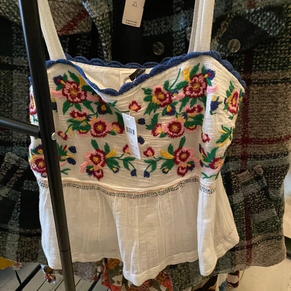 NWT: Anthro Erin Embroidered-Peplum Top - Picture 2 of 2